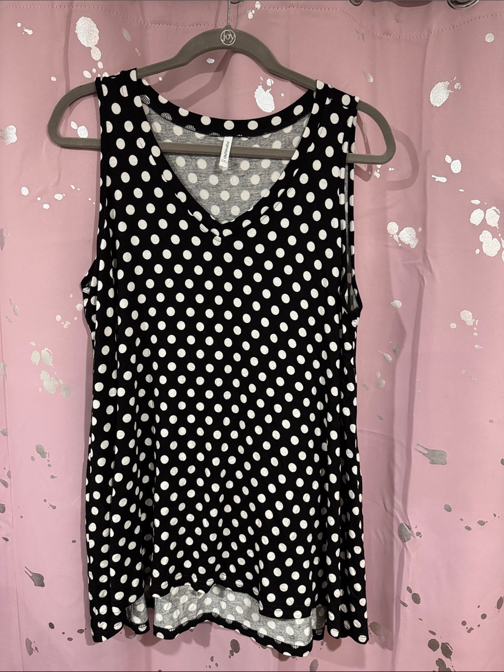 Women’s Black & White Polka Dot V-Neck Tank Top